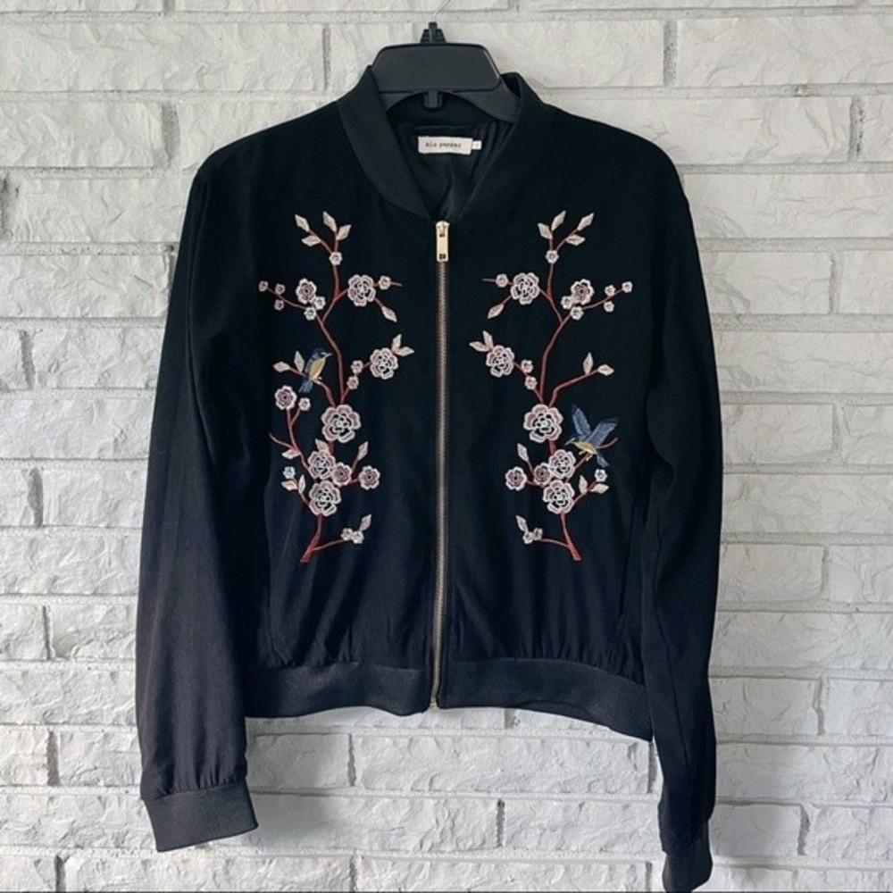 Blu Pepper Vintage Japanese Embroidered Bomber Zip up Coat Medium Jacket